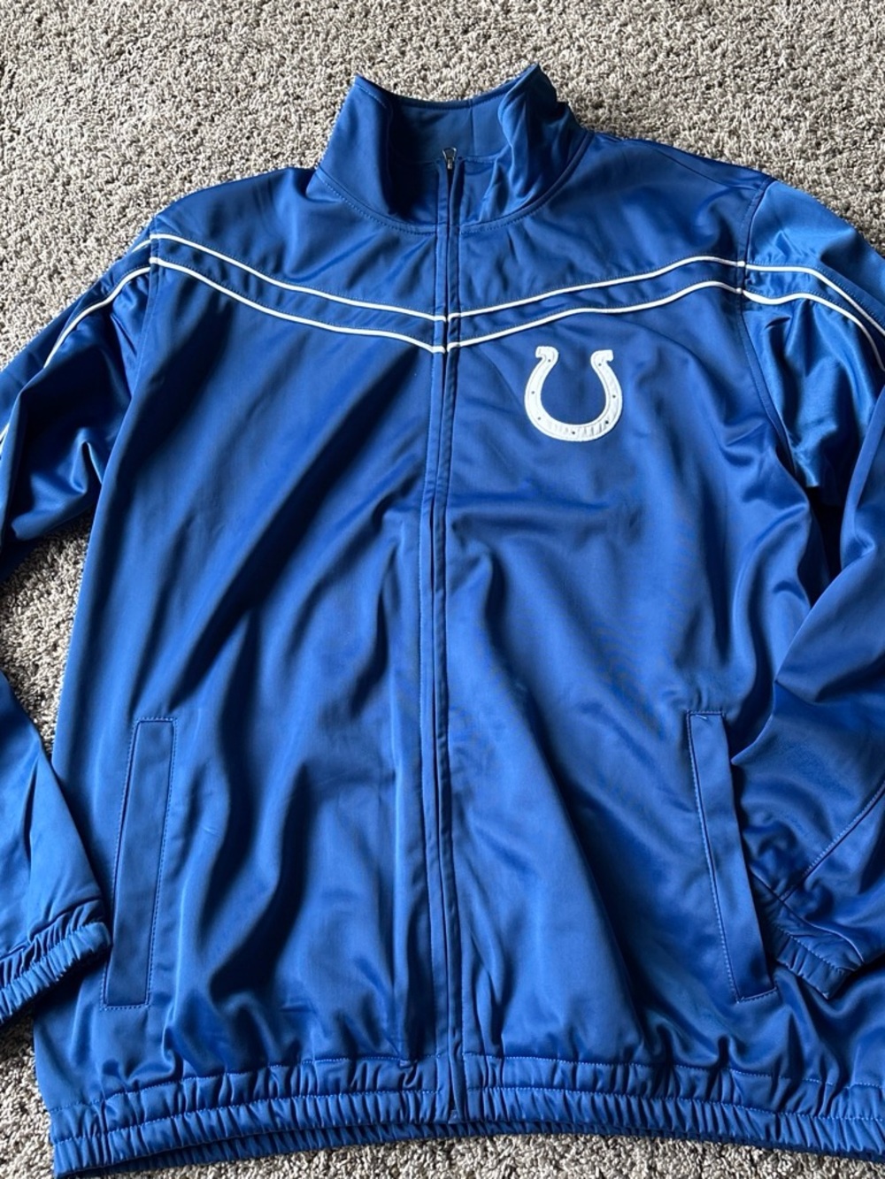NFL Blue Full-Zip Track Windbreaker with White Piping